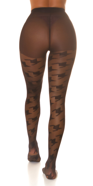 Tights with houndstooth pattern Black